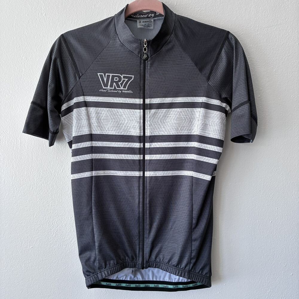 Safetti VR7 Cycling Jersey Women Medium Full Zip Race Fit Gray Black Road Bike